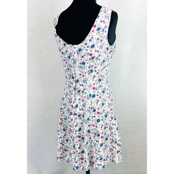 (VTG) BYER TOO! CALIFORNIA • 90s Floral Front-Tie Sleeveless Mini Dress, XS/S - Picture 7 of 15